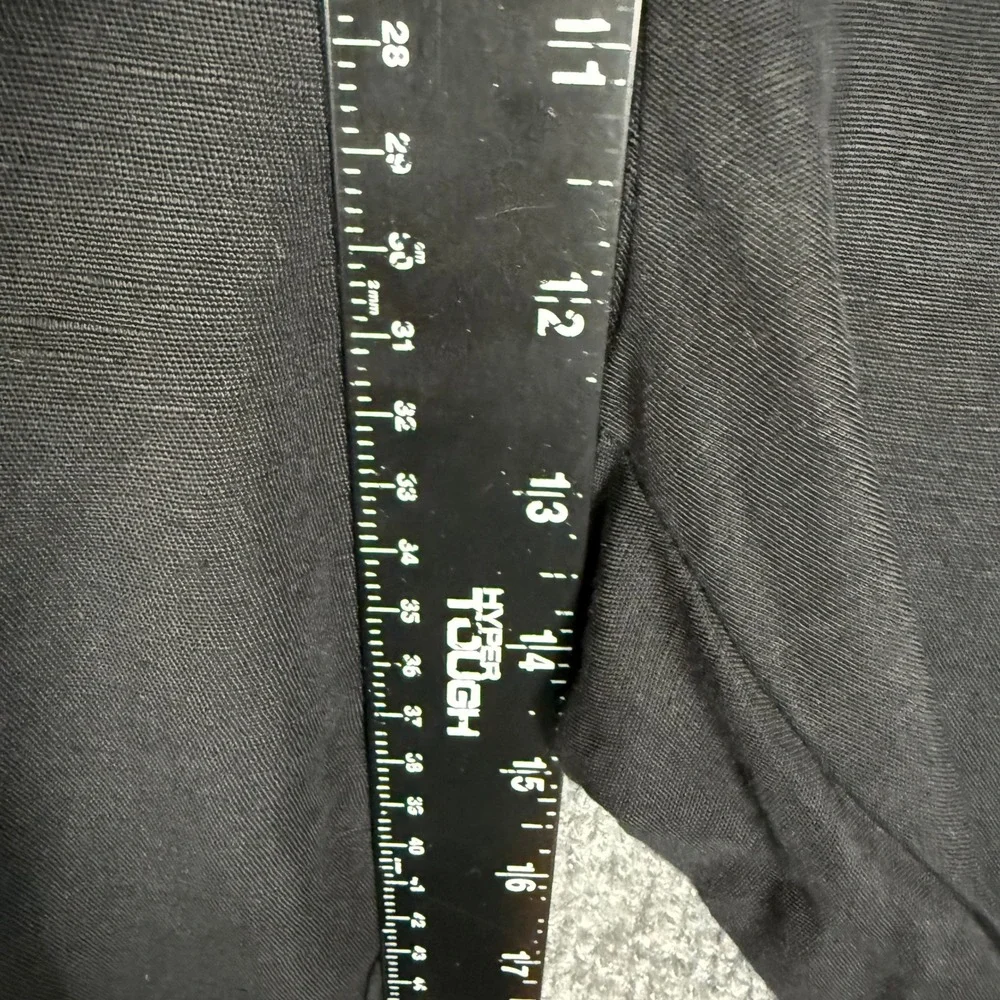H&M Pants Women 14 Black Linen Blend Wide Leg Pleated Trousers High Rise‎ Beach